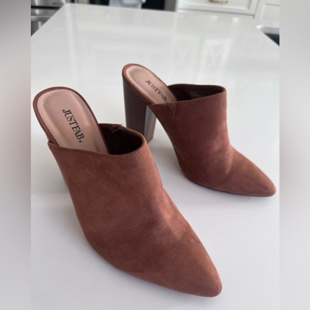 Brand New Just Fab Caramel  Mule size 12